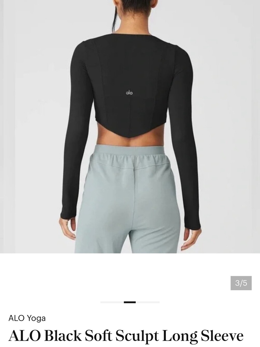ALO Black Soft Sculpt Long Sleeve Top M - Picture 3 of 4